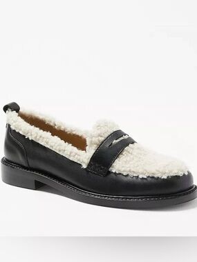Ann Taylor Women's Leather Sherpa Penny Loafers